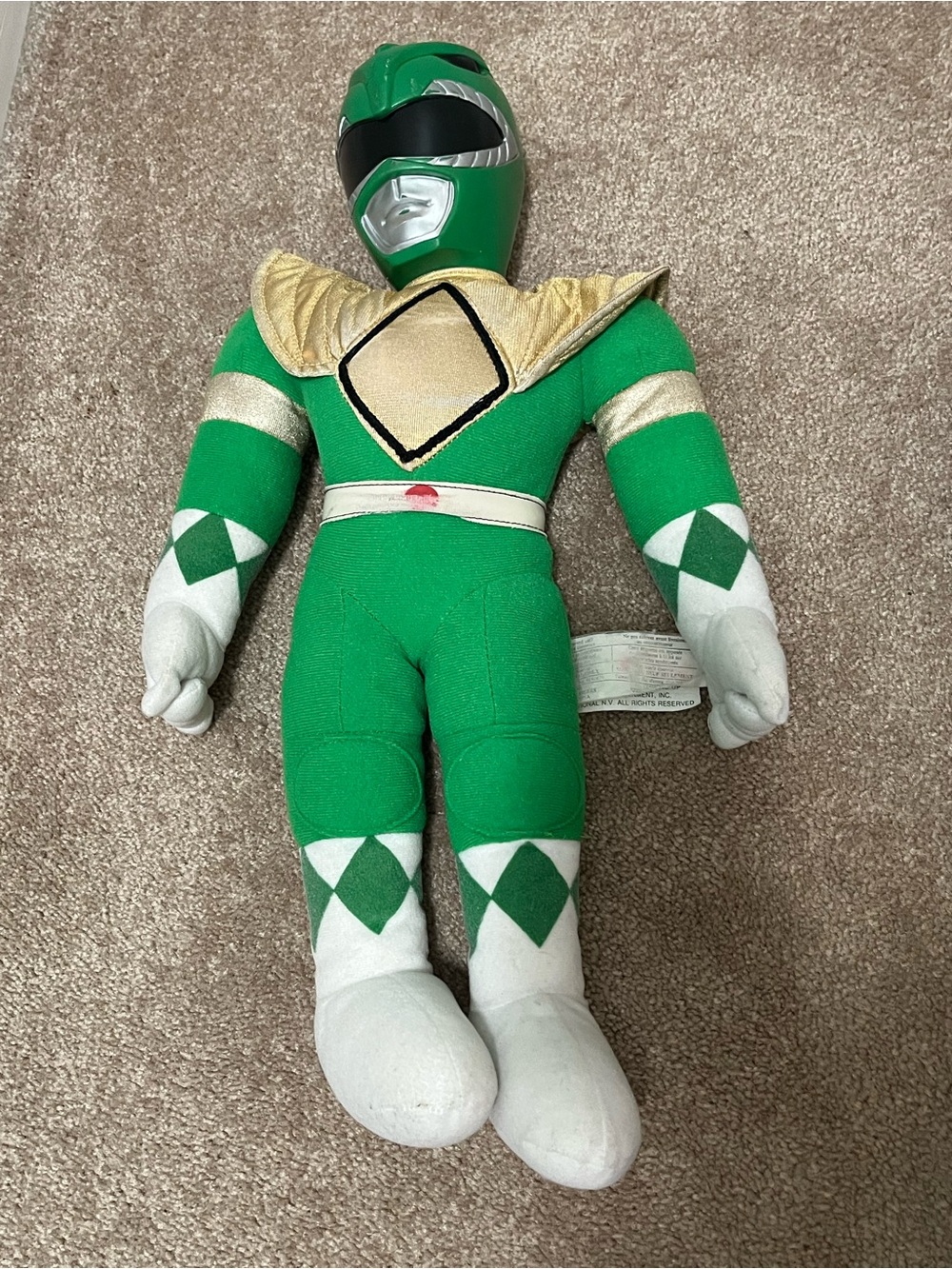 Vintage big MIGHTY MORPHIN green  POWER RANGER SABAN 1993 Plush Toy